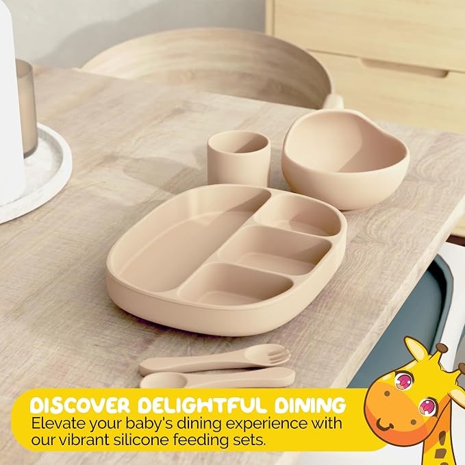 Baby Essentials by Muqee Peeko with BLW Supplies and Kids Feeding Sets - Food Grade Silicone (6 Piece Set)