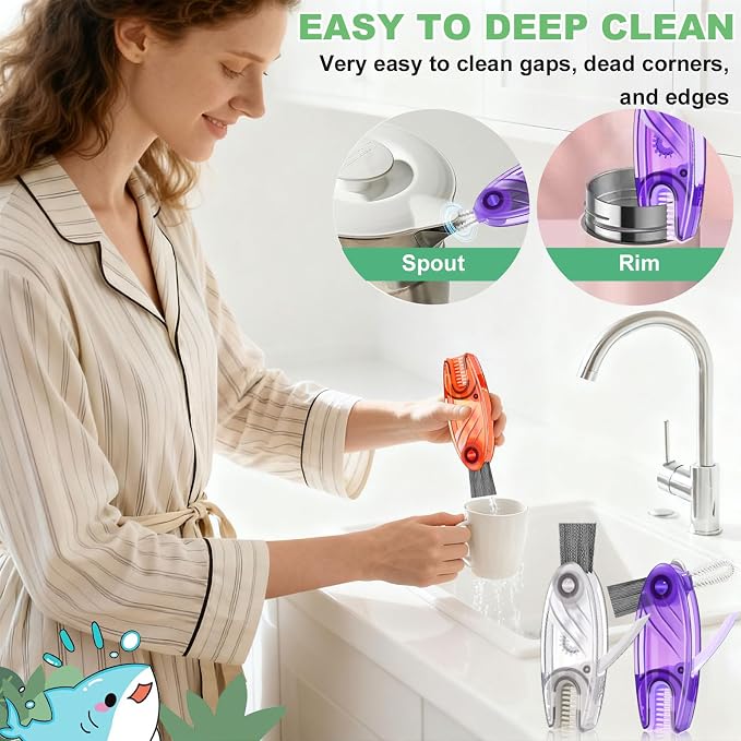 4 in 1 Cup Lid Cleaning Brush, Portable Water Bottle Brush, Multifunctional Cup Lid Cleaner Brush Set for Tight Spaces, Bottle Gaps, Tumblers, Travel Mug Caps(3 PCS)
