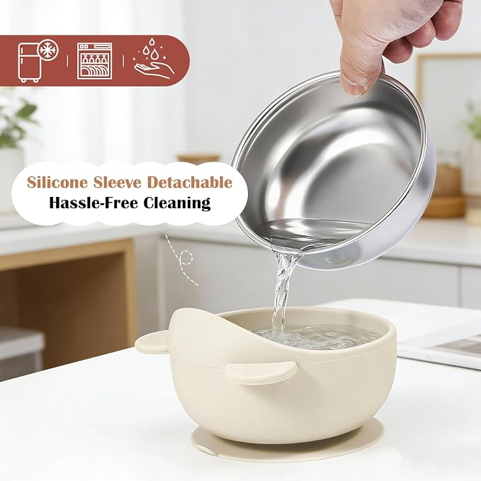 Personalized Stainless Steel Baby Bowls with Suction, Custom Name Toddler Fork and Spoon Set for Self Feeding, 4-Pc Set for Baby Led Weaning, Ideal for Showers & Birthdays