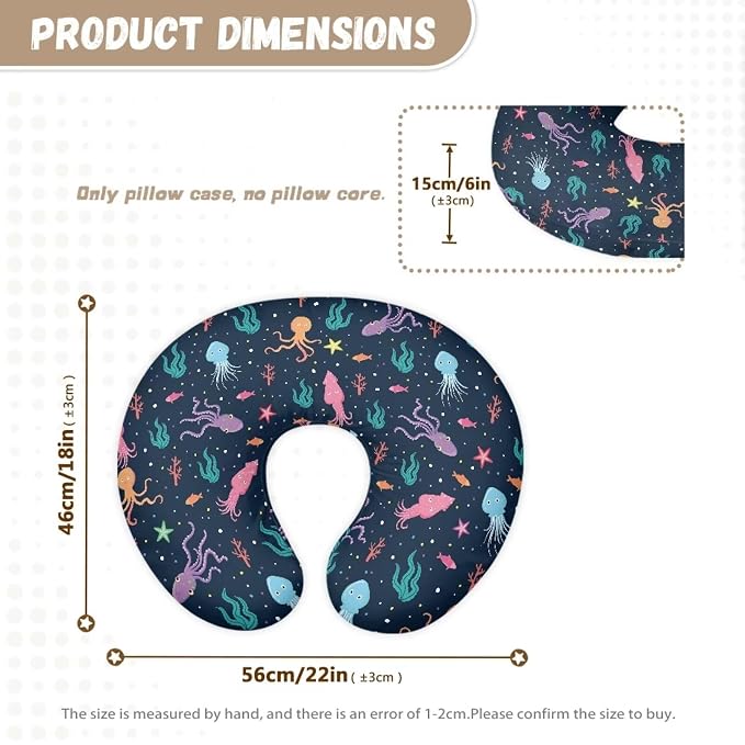 Colorful Octopus Nursing Pillow Cover, Fits The Original Support for Breastfeeding, Bottle Feeding, and Bonding Comfortable Slipcover for Baby Girl and Boy