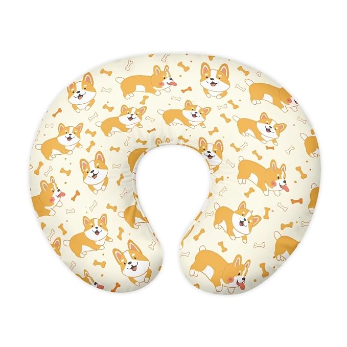 Cute Corgi Nursing Pillow Covers Slipcovers for Breastfeeding Moms, Ultra Soft Breathable Feeding Pillow Slipcover for Baby Boy Girl