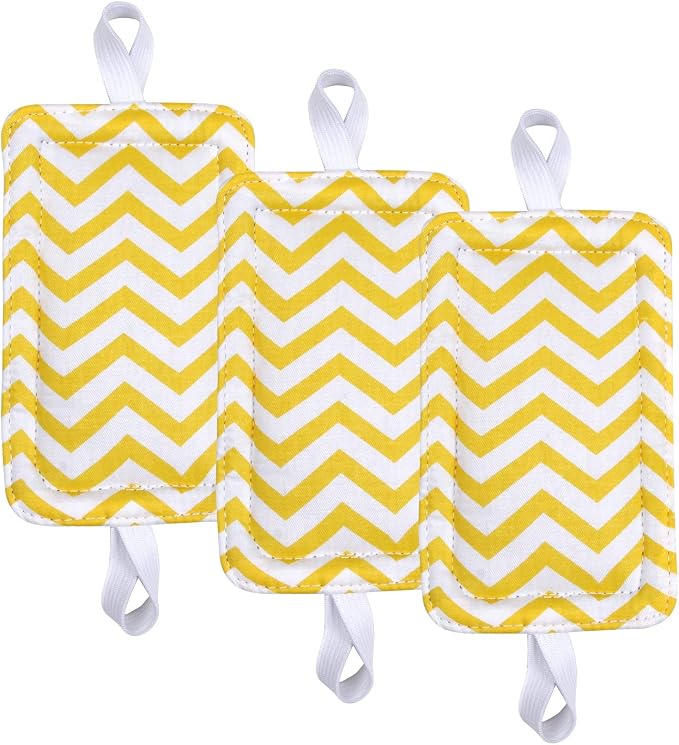 Door Silencer Door Jammer Door Closer Cushion Nursery Door Silencer Door Latch Cover 3 Pack for Noise Reducing Quiet Doors Baby Toddler Safety 3.25 x 5.5 Inch (Yellow Chevron)