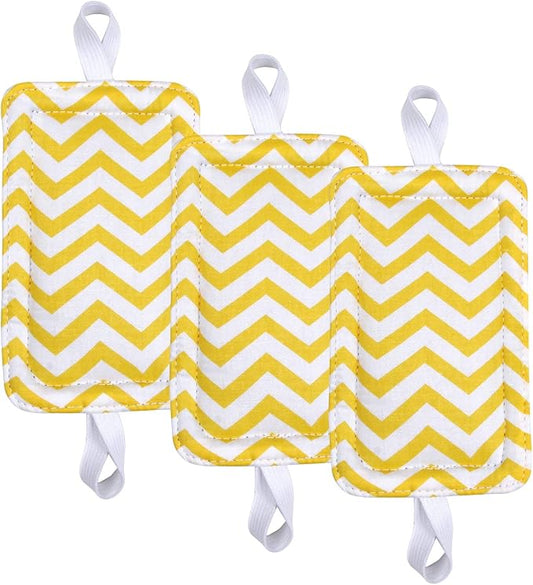 Door Silencer Door Jammer Door Closer Cushion Nursery Door Silencer Door Latch Cover 3 Pack for Noise Reducing Quiet Doors Baby Toddler Safety 3.25 x 5.5 Inch (Yellow Chevron)