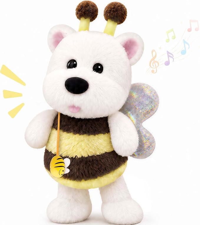 iPlay, iLearn Baby Talking Dog Toy, Toddler Musical Plush Dancing Stuffed Animal, Interactive Electronic Singing & Repeat Tummy Time Toy, Birthday Gifts 12-18 Month Infant, 1 2 3 Year Old Kid Girl Boy