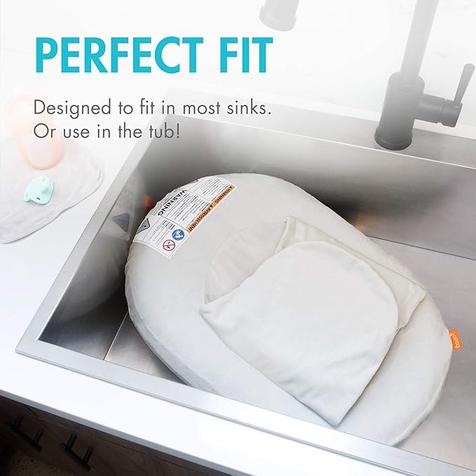 Boon Puff+ Inflatable Baby Bather - Infant Bathtub Includes Microfleece Cover, Swaddle Wings, and Storage Bag ??Inflatable Baby Bathtub for Newborns and Infants