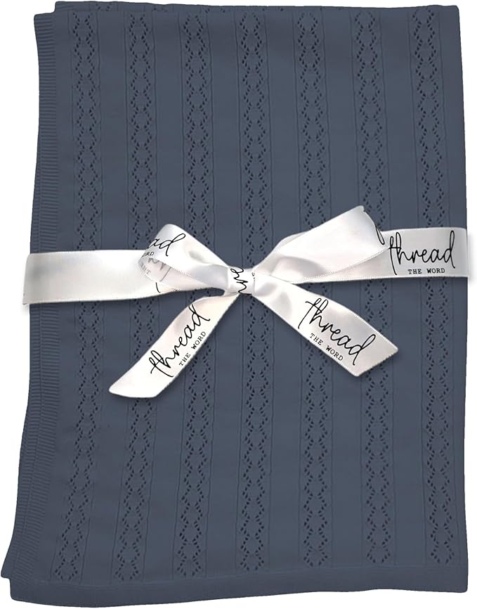 The Vintage Blanket - 100% Organic Cotton Baby Blanket, American Made, 30x40in - Bassinet, Crib, Stroller - Gift Registry Baby Shower for Newborns and Kids (Steel)