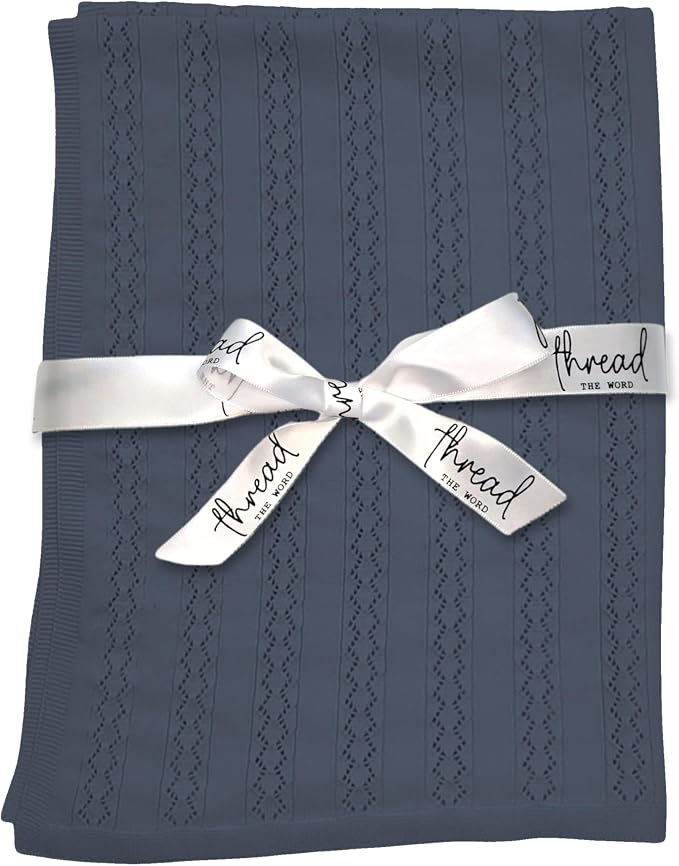 The Vintage Blanket - 100% Organic Cotton Baby Blanket, American Made, 30x40in - Bassinet, Crib, Stroller - Gift Registry Baby Shower for Newborns and Kids (Steel)