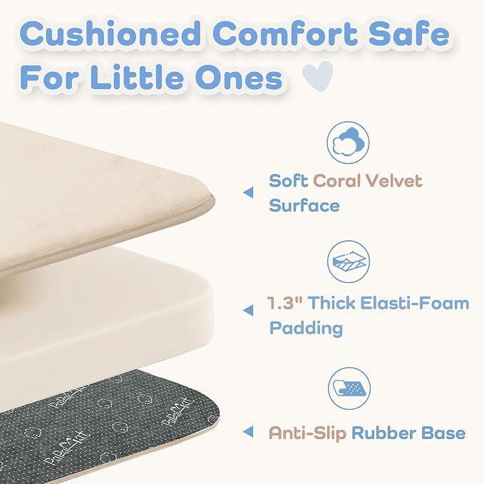 1.3" Thick Baby Bedside Floor Mat for Bedroom, Basic Padded Foam Soft Plush 28x72 Runner Rug with Non Slip Cushioned for Nursery Playroom (Beige)