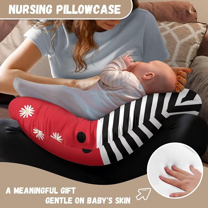 Forchrinse Red Ladybug Polka Dot Nursing Pillow Cover for Girls Cute Ladybug Print Nursing Pillow Slipcover for Breastfeeding Moms,Washable