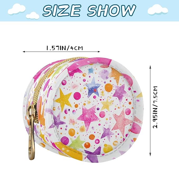 Pacifier Holder with Clip Pacifier Case for Diaper Bag Round Baby Pacifier Pouch Box Bag Portable Watercolor Stars and Dots