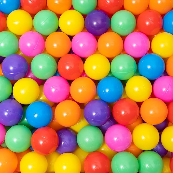 Ball Pit Balls for Toddlers 1-3, 300pcs Crush Proof Plastic Balls for Girls Ball Pit, BPA Free Non-Toxic Play Balls for Baby Pool, Playhouse, Tent, also for Dogs & Pets, 7 Color Rainbow Colors