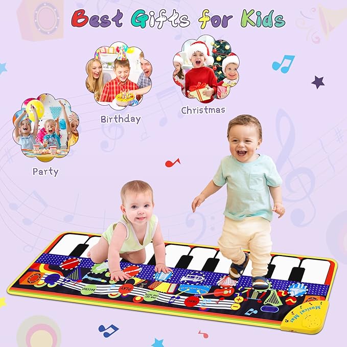 Musical Piano Mat for Toddlers - 28 Music Sounds Floor Piano Keyboard Dance Playmat - Toy & Gift for Kids 1-5 Years Old Boys Girls