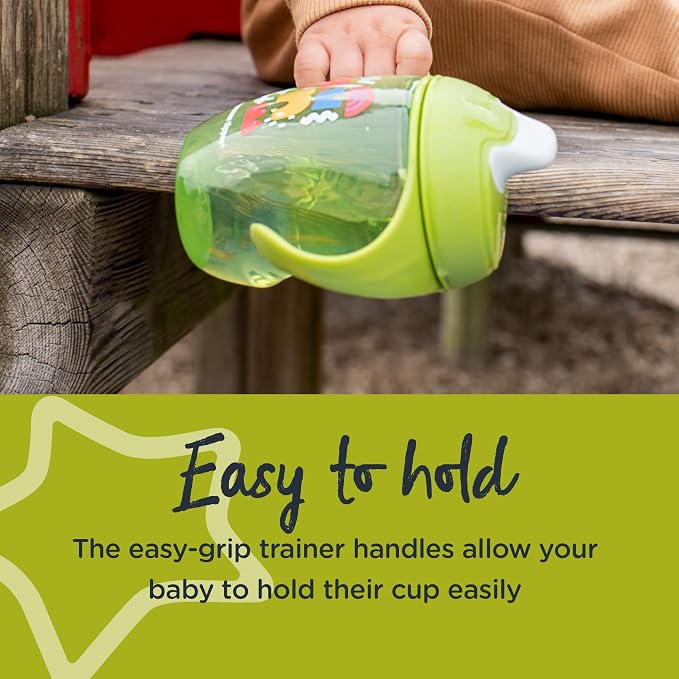 Tommee Tippee 8oz Trainer Sippee Cups with Handles for Babies and Toddlers, Spill-Proof, BPA Free, Pink, Green and Orange, Pack of 3