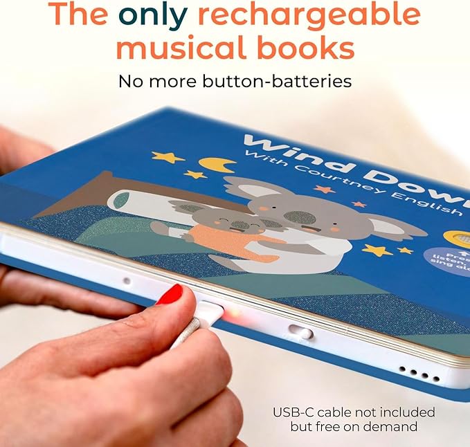 Cali?™s Books Wind Down ??USB-C Rechargeable Baby Book for Toddlers 1-3, Headphone Jack, Expert-Designed Bedtime Musical Book with Gentle Activities and Affirmations for a Calming Nightly Routine
