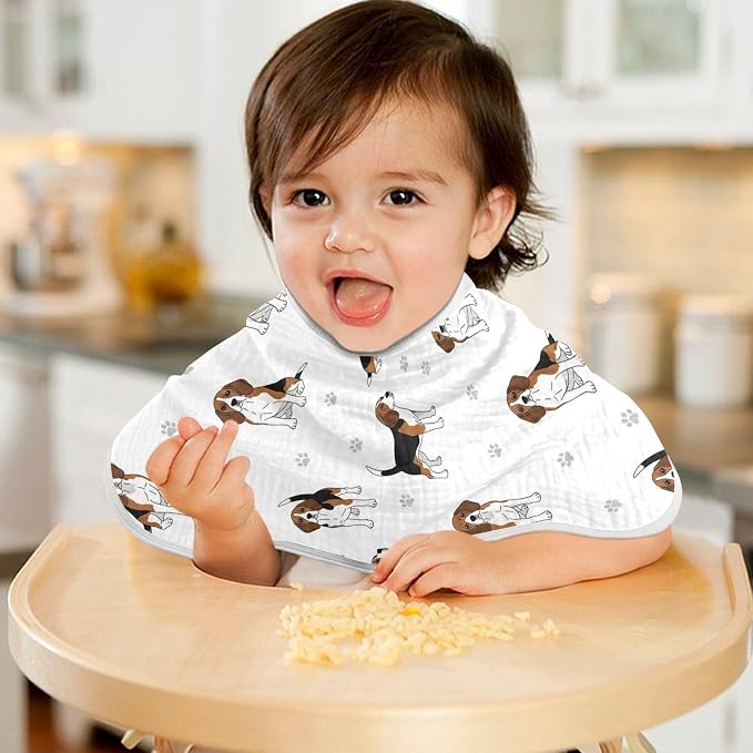 2 Pack Muslin Burp Cloths Beagle Dogs Paw White Cotton Baby Burp Cloths Extra Absorbent and Soft Spit Up Rags for Baby Boys Girls 22x11 Inch