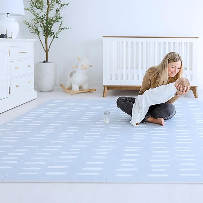 Little Landings Baby Play Mat for Floor - Shoreline (6x6ft) - Premium EVA Foam Play Mat for Babies & Toddlers (Ages 0-5+) Non-Toxic Playmat for Tummy Time, Crawling & Playroom - Stylish & Comfortable