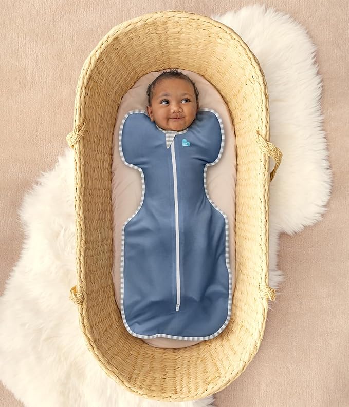 Love to Dream Swaddle UP, Baby Sleep Sack, Self-Soothing Swaddles for Newborns, Get Longer Sleep, Snug Fit Helps Calm Startle Reflex, New Born Essentials for Baby, 1.0 TOG, Medium 13-19 lbs, Denim