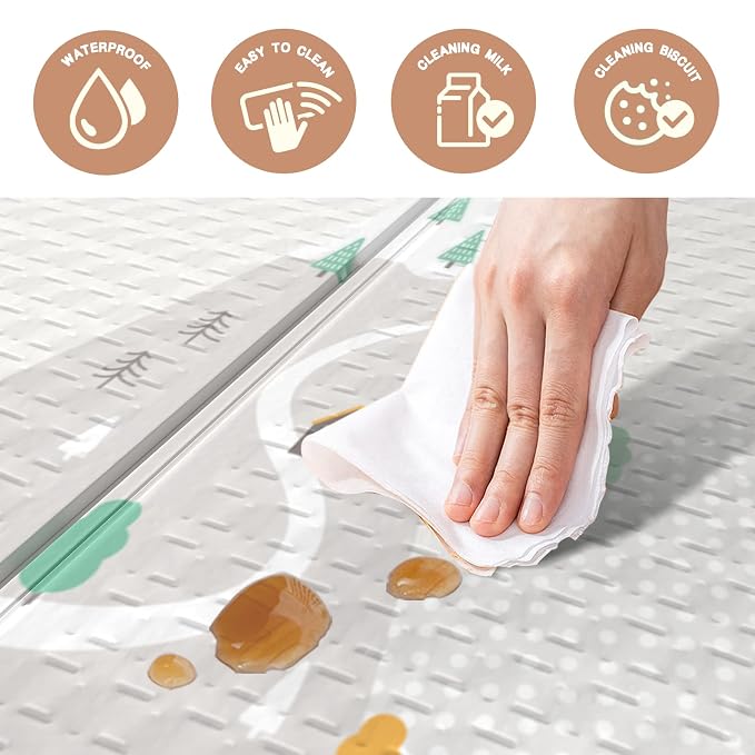 ZEEBABA Baby Play Mat, 59"x59" Foldable & Reversable Large Baby Mat, 0.4" Thick Waterproof Foam Play Mat, Baby Activity Tummy Time Mat, Foam Play Mat for Babies and Toddlers, for 59 inch Playpen
