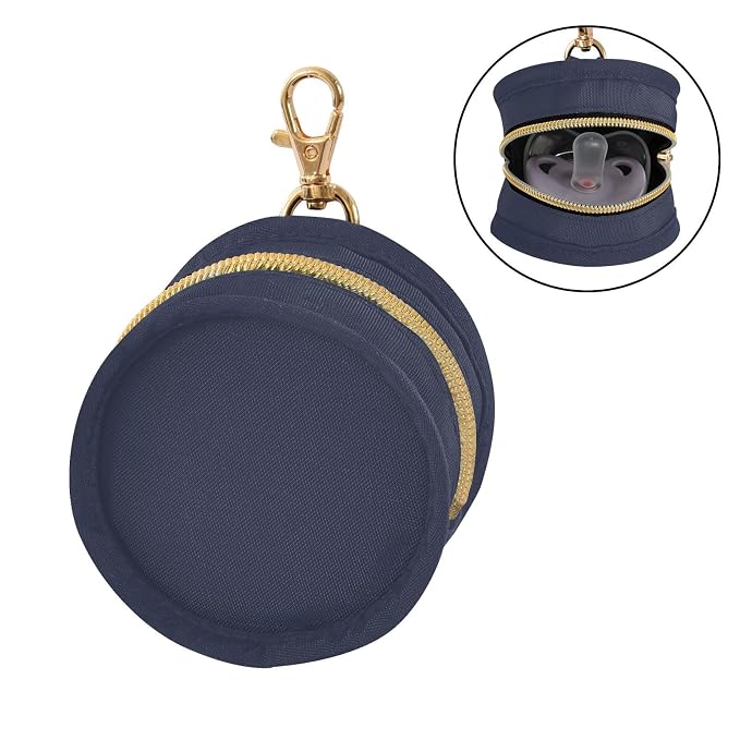 Navy Blue Pacifier Holder Case Newborn Pacifier Storage Pouch for Boys Girls Easy Attach to Diaper Bag Portable Baby Essentials Container