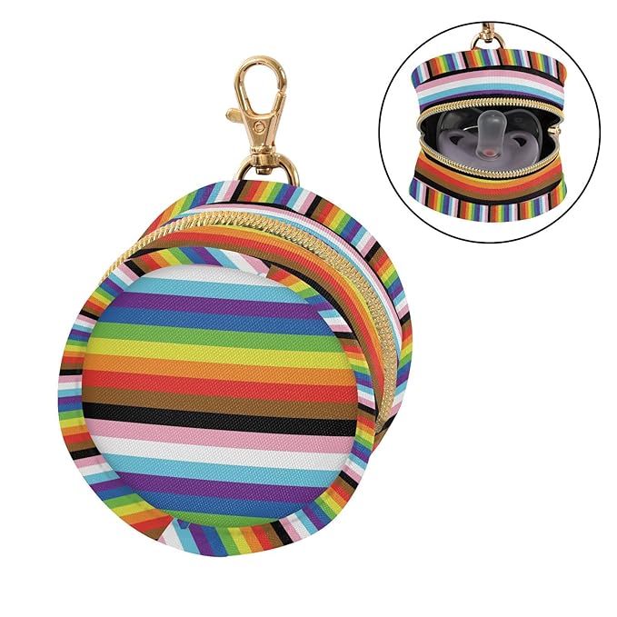 Stripes Rainbow Pacifier Holder Case Newborn Pacifier Storage Pouch for Boys Girls Easy Attach to Diaper Bag Portable Baby Essentials Container