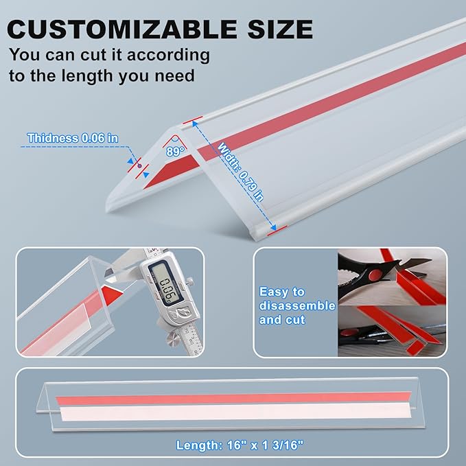 Wall Corner Protector - 2PCS, 16" x3/4" - Self Adhesive Clear Corner Protectors for Walls, Cabinet Doors, Edge Protector Trim; Easy to Install Corner Guards for Walls (40.6cm x 2cm)