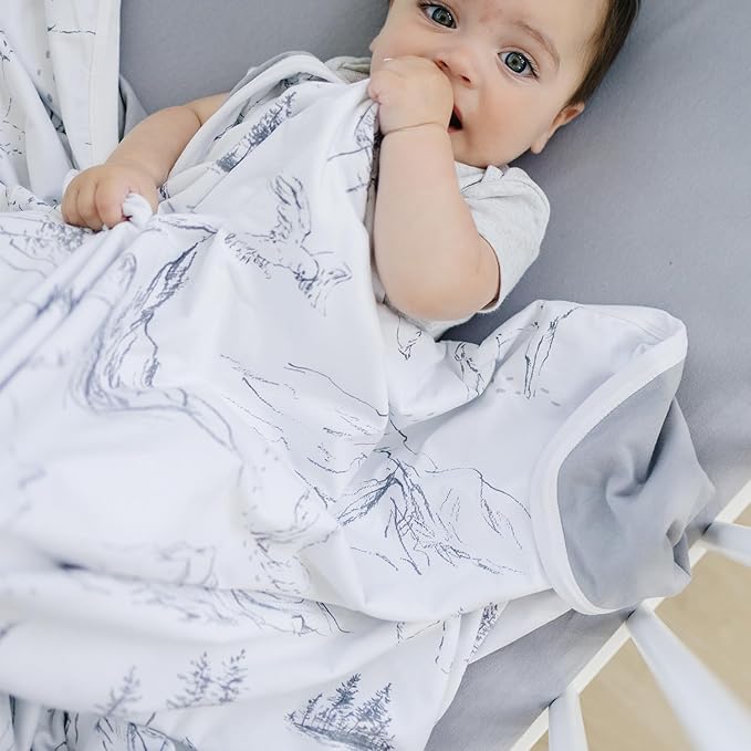 Pobibaby Premium 3-Layer Baby and Toddler Blanket ??Ultra-Soft Cotton Blend, Breathable Baby Blankets for Boys & Girls, 50''x50'' Soft Blanket, Neutral Design (Explore Monochrome)