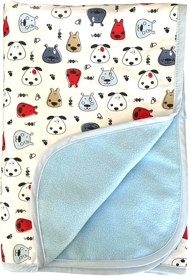 Dizzy Doggie Cotton Fleece Baby Blanket (Light Blue) 30"x40"