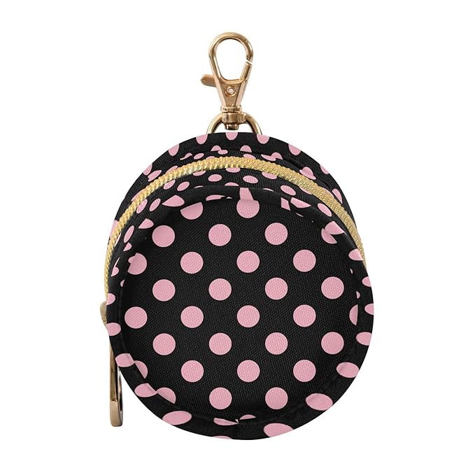 Black Polka Dot Pink Pacifier Holder Case Newborn Pacifier Storage Pouch for Boys Girls Easy Attach to Diaper Bag Portable Baby Essentials Container