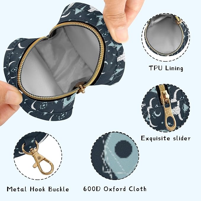 Western Cowboy Skull Blue Print Pacifier Holder Case with Metal Clip Portable Pacifiers Pouch for Travel