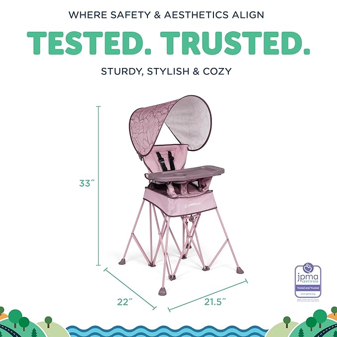 Baby Delight Go with Me Uplift Deluxe Portable High Chair | Travel High Chair | Sun Canopy | Indoor and Outdoor | Canyon Rose