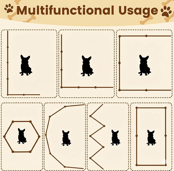 Acrylic Dog Playpen for House, Pre-Assembled Foldable Clear Gate Indoor with Handles, Free-Standing Pet Fence for Doorways for Small Dogs Puppy Cat Rabbit (6-Panel)