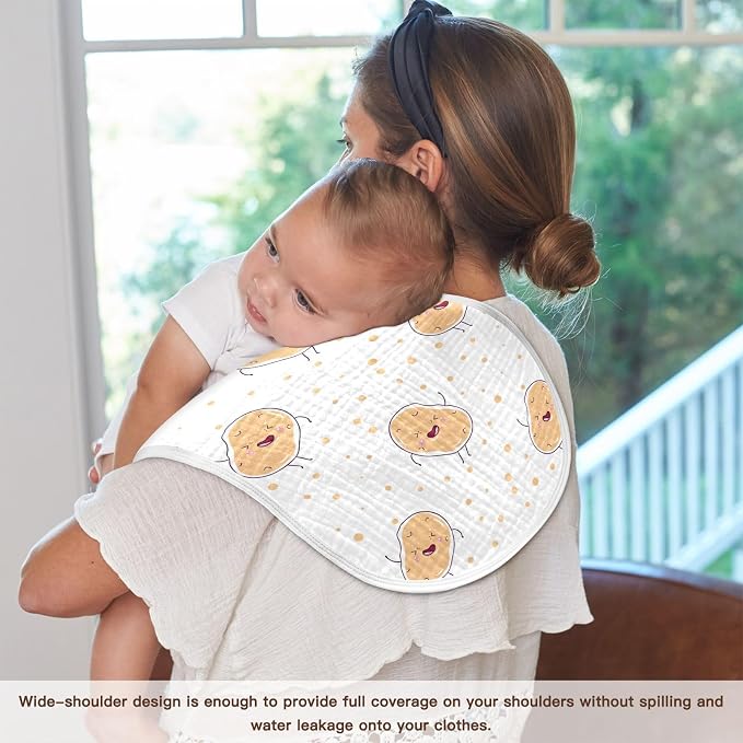 vvfelixl Muslin Burp Cloths Kawaii Potatoes Baby Washcloths for Baby Girl Boys 2 Pack