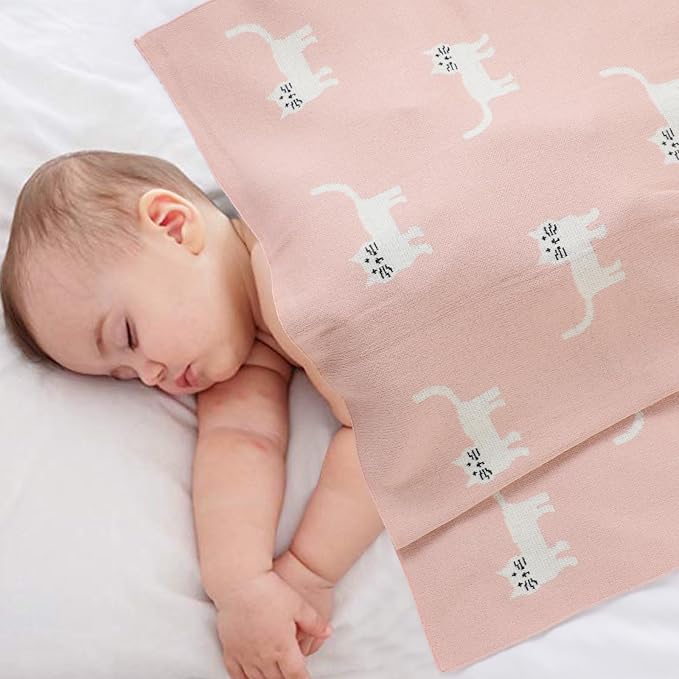 Hadetoto Baby Blankets for Boys and Girls | Newborn, Knitted Cotton, Swaddle Blankets, Neutral Crochet Receiving Blanket, 40 x 30 inches