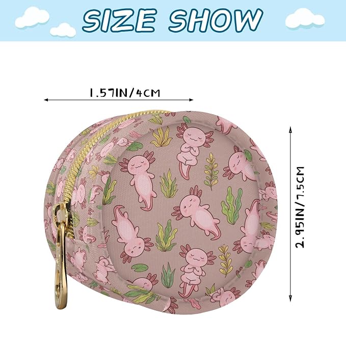 Cute Axolotl Seaweed Purple Print Pacifier Holder Case for Diaper Bag Portable Travel Pacifier Storage Case with Clip Newborn Baby Pouch for Baby Boys Girls Outdoor Purse