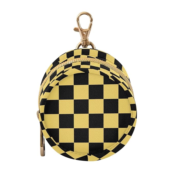 Lemon Yellow Checkerboard Plaid Pacifier Holder Case Newborn Pacifier Storage Pouch for Boys Girls Easy Attach to Diaper Bag Portable Baby Essentials Container