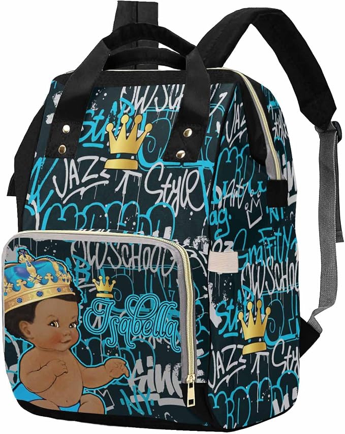 M YESCUSTOM Custom Personalized Graffiti Diaper Bag Backpack with Name Waterproof Nappy Travel Daypack for Mom Gifts