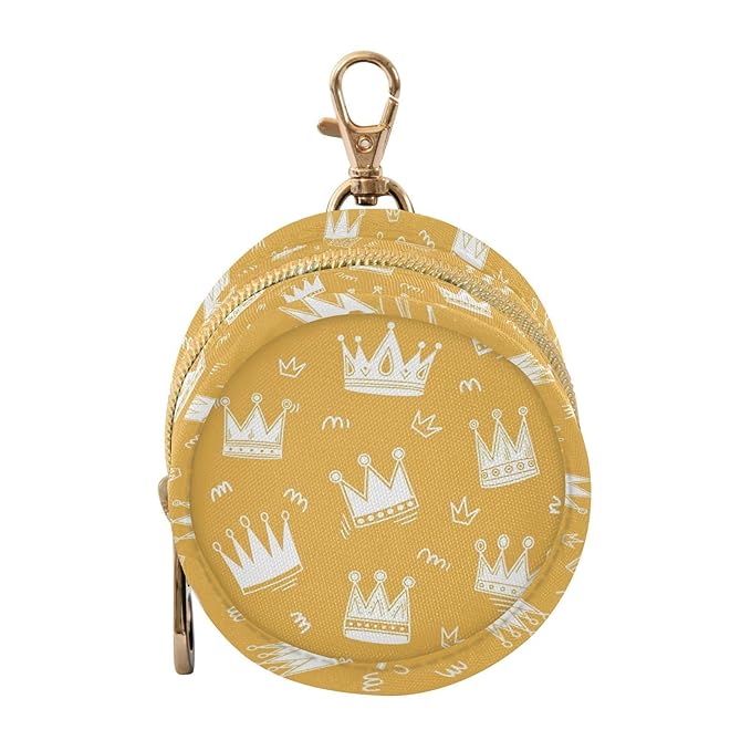 Crowns Yellow Print Pacifier Holder Case for Diaper Bag Portable Travel Pacifier Storage Case with Clip Pacifier Storage Container for Outdoor Purse Baby Girls Boys