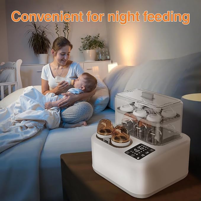 Baby Bottle Warmer,8-in-1 Smart Fast Baby Milk Warmer with LCD Timer for Breastmilk or Formula, Accurate Temperature Control, with Defrost, Sanitizer and Dryer, Keep, Heat Baby Food Jars