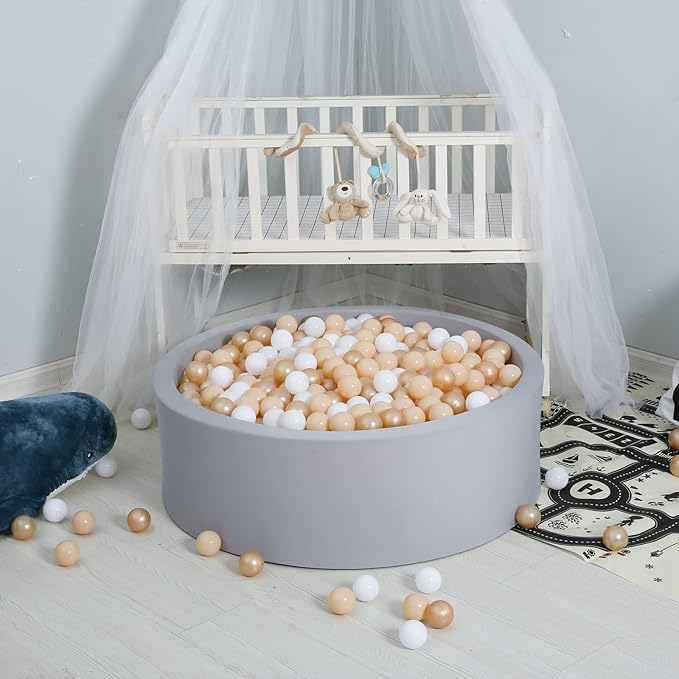 GOGOSO Ball Pit Balls for Toddlers, Brown Plastics Balls for Ball Pool Birhtday Party Girls Kids with Storage Bag, 2.17inchesï¼?00pcs