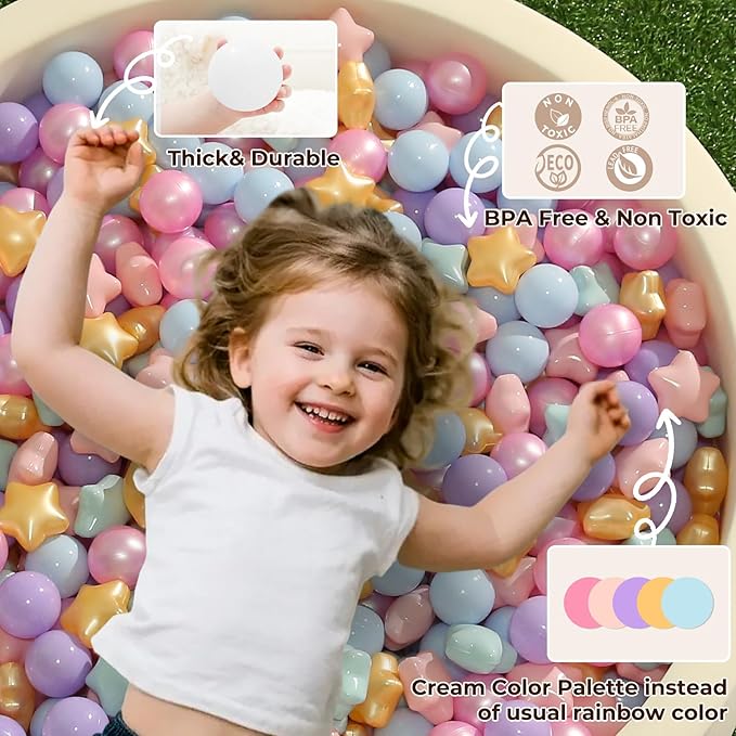 TRENDPLAY Star Ball Pit Balls 50 100 200 500 for Toddlers - Ball Pit Ball Shapes for Boys Girls Fun, Birthday Party, Christmas Decoration