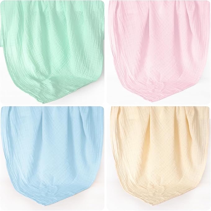 david's kids 4 Pack Baby Muslin Swaddle Blankets 47" x 47", 100% Cotton Swaddling Blankets Wrap for Boys Girls, Ultra Soft Breathable Receiving Blanket, New Born Essentials, Green&Pink&Blue&Beige