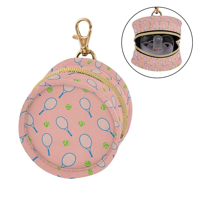 Tennis Ball Print Pacifier Holder Case for Diaper Bag Portable Travel Pacifier Storage Case with Clip Pacifier Storage Container for Outdoor Purse Baby Girls Boys