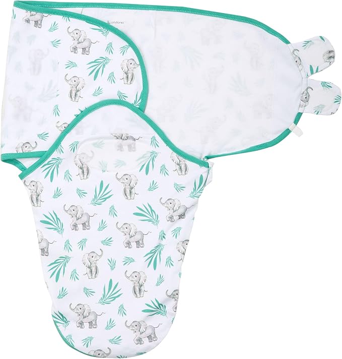 LollyBanks Swaddle Sack for Baby Boys and Girls 0-3 Months, 100% Cotton Baby Swaddle with Easy Change Zipper, Lightweight Newborn Sleep Sack, Newborn Essentials Must Haves (Baby Elephant Print)