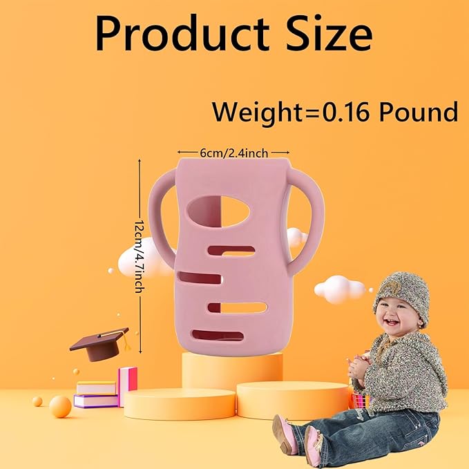 3 Pack Silicone Sleeves Compatible with Dr Brown Wide-Neck Glass Baby Bottles 5OZ/150mL, 100% Silicone Handles for Sippy Cups for Toddlers 1-3, Anti Breakage (5 OZ)