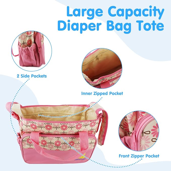 5PCS Baby Nappy Diaper Bags Set Mummy Diaper Shoulder Bags
