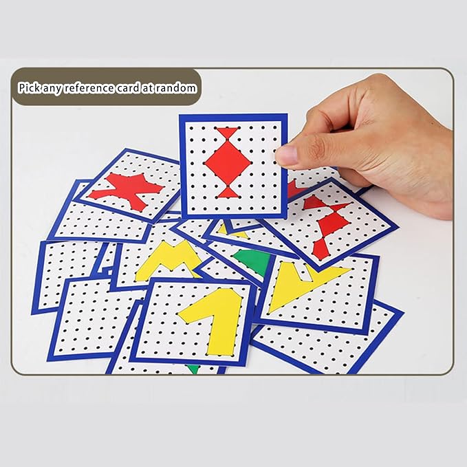 Educational Wooden Pegboard with Elastic Rubber Bands Geometry Shape Learning Toy for Fine Motor Skills Development Topological Pegboard