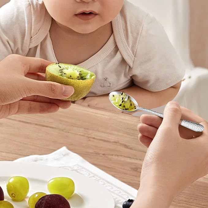 LIANYU 9PCS Kids Spoons Silverware Set, Stainless Steel Toddler Spoons for Soup, Dinner, Dessert, Children Silverware Flatware Set, Small Toddler Utensils Cutlery for Kids, Dishwasher Safe