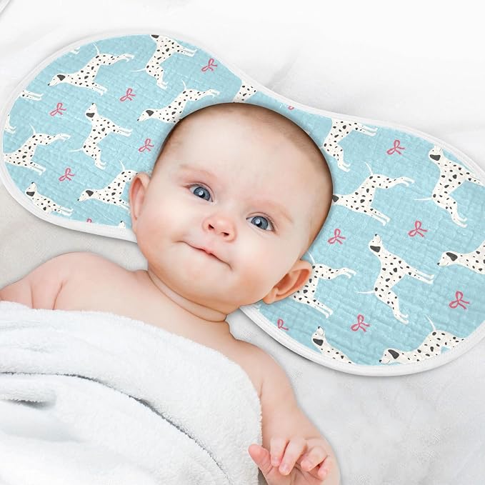 Muslin Baby Burp Cloths, Cute Dalmatian Dog Muslin Washcloths Baby Bibs Rags Comfy Soft Absorbent in for Newborn Boys and Girls 4 Piece 22 x 11 Inch