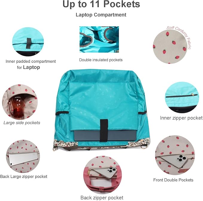ESVAN Diaper Tote Bag Totepack Backpack Crossbody Bag 3 in 1 for Women Laptop Backpack Multifunctional with Insulated Pockets