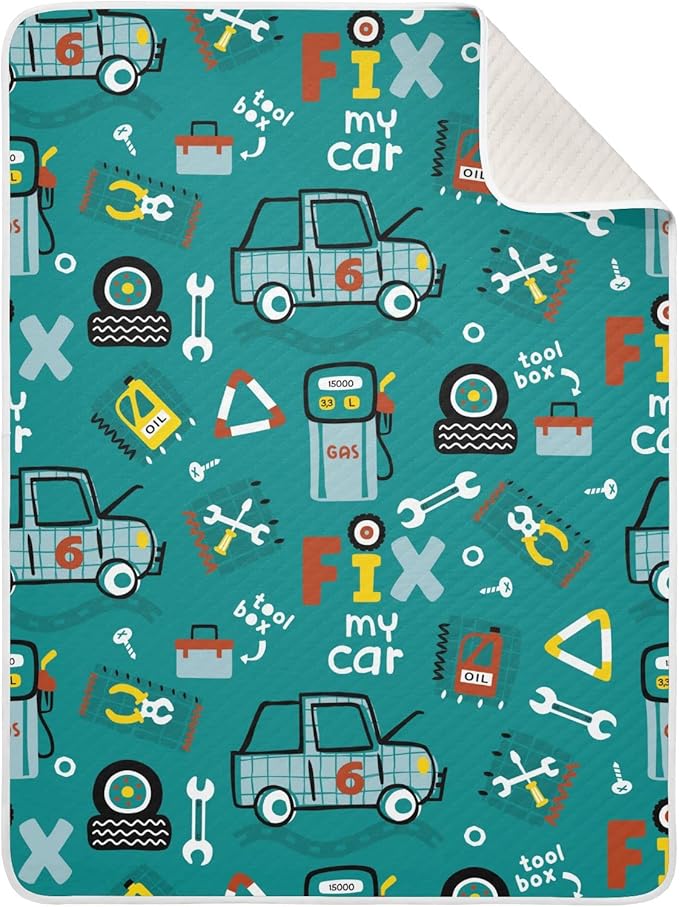 Ollabaky Car Mechanic Equipment Tools Baby Blanket for Boys Girls Cotton Throw Blanket Swaddle Blanket for Nursery Crib Stroller Receiving Blanket Infant Toddler Unisex 30"x40"